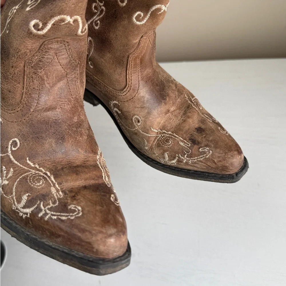 Smoky Mountain Cowboy Boots Girls 2 Jolene Waxed Distressed Snip Toe Western
